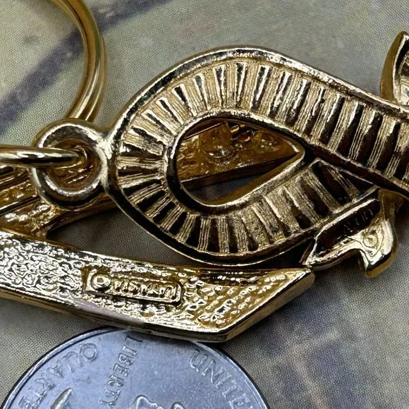 Pink Ribbon Gold Breast Cancer Awareness Brooch Pin & Key Chain Avon & Latasia - Picture 5 of 6